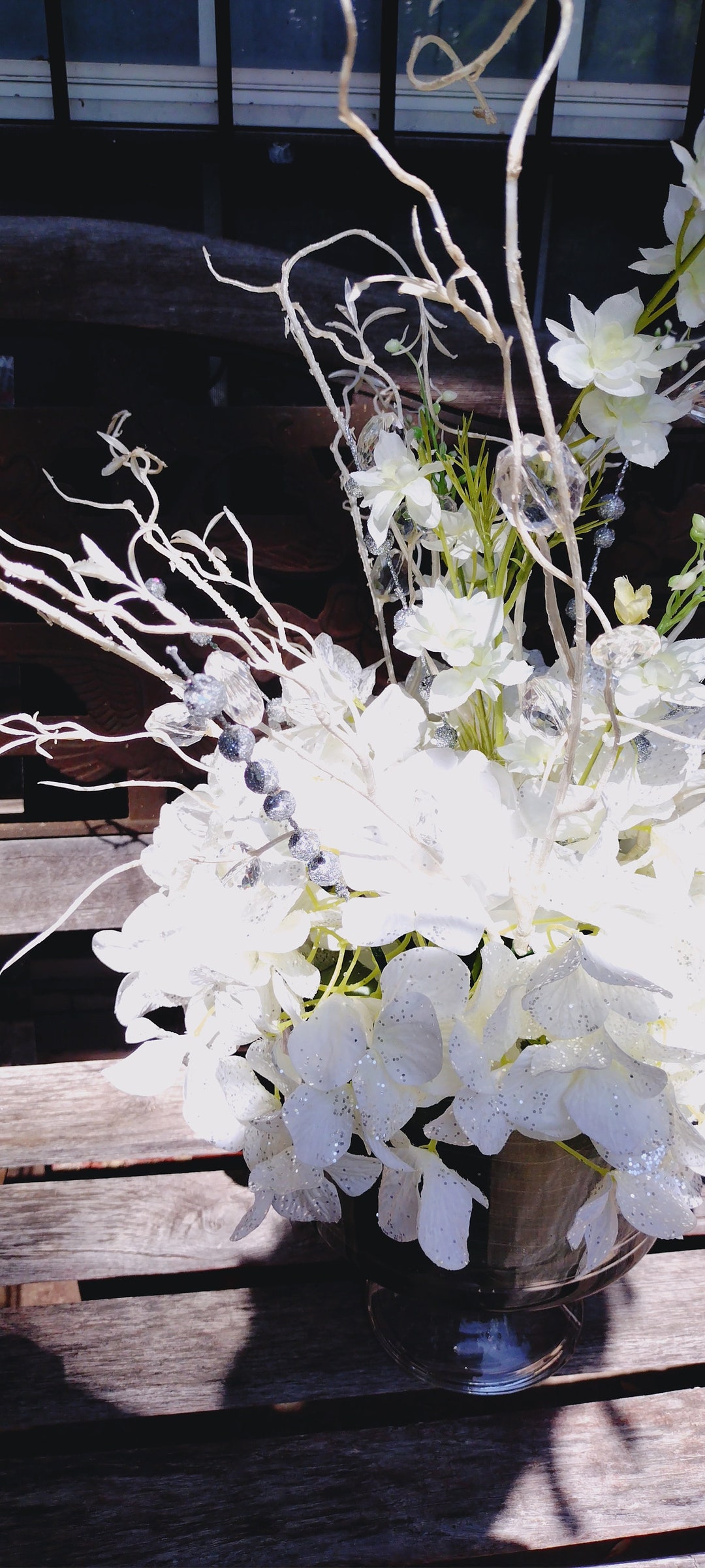 White Silk Holiday Arrangement Etsy