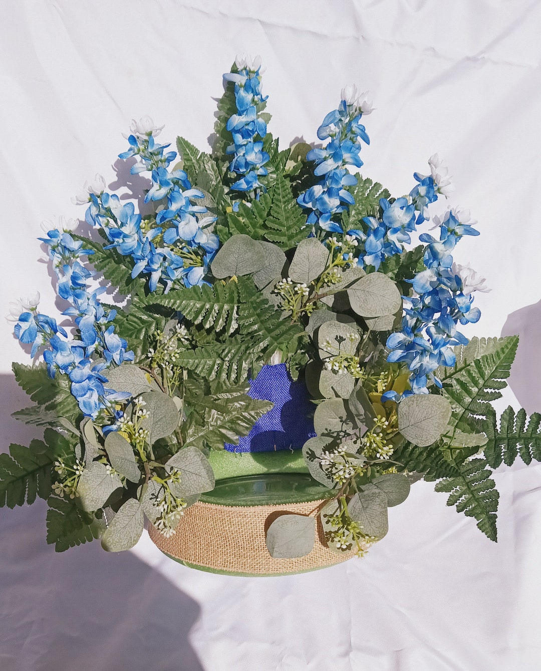 Urn Holder of Silk Flowers Etsy