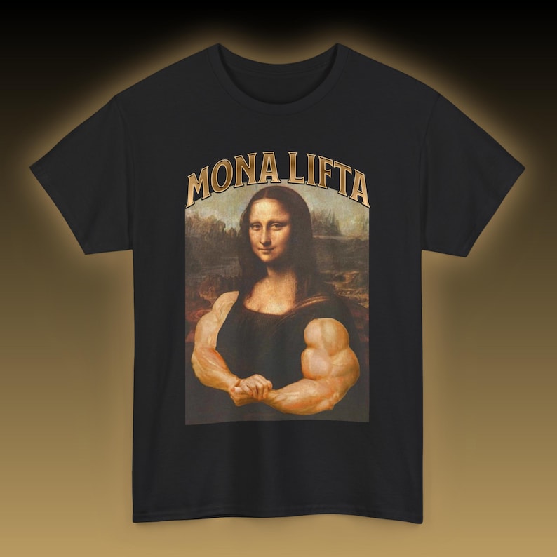 Camiseta Mona Lifta, Camisetas de fisiculturismo, Camiseta Mona Lisa, Camiseta engraçada de academia, Camiseta de treino, Presente para fisiculturista, Top musculoso, Camisetas esportivas esportivas imagem 1