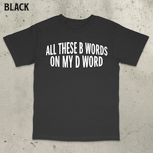 All These B Words on My D Word Shirt, Funny Meme Shirt, Adult humor shirt, Inappropriate shirt, Misspelled shirt, Funny saying shirt, Y2k