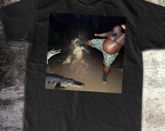 Gumbo Slice Eating A Slice Of Pizza An Alligator At Swamp Shirt, Meme Shirt, Funny Shirt, Crocodile shirt, croc, unique shirt