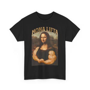 Camiseta Mona Lifta, Camisetas de fisiculturismo, Camiseta Mona Lisa, Camiseta engraçada de academia, Camiseta de treino, Presente para fisiculturista, Top musculoso, Camisetas esportivas esportivas imagem 2