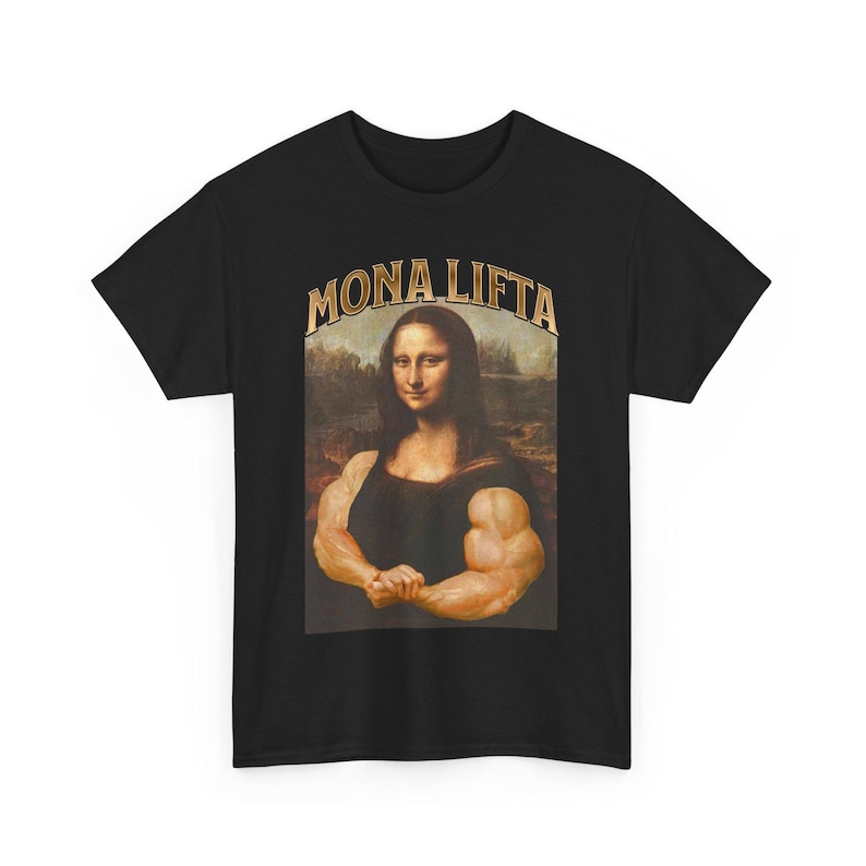 Camiseta Mona Lifta, Camisetas de fisiculturismo, Camiseta Mona Lisa, Camiseta engraçada de academia, Camiseta de treino, Presente para fisiculturista, Top musculoso, Camisetas esportivas esportivas imagem 2