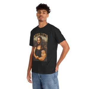 Camiseta Mona Lifta, Camisetas de fisiculturismo, Camiseta Mona Lisa, Camiseta engraçada de academia, Camiseta de treino, Presente para fisiculturista, Top musculoso, Camisetas esportivas esportivas imagem 9
