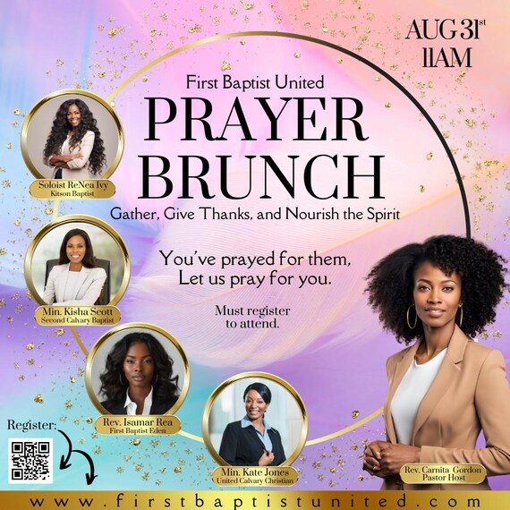 Women's Prayer Brunch Church Flyer. Elevate your next Women's Prayer Brunch with our beautifully designed flyer template!