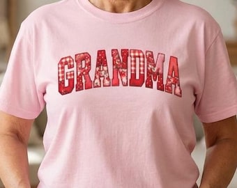 Grandma varsity letters T-shirt | floral collegiate grandma tee