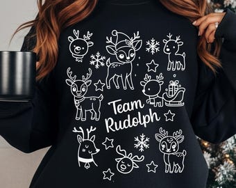 Camiseta de Natal da Família Rudolph | Moletom de Natal com Rena
