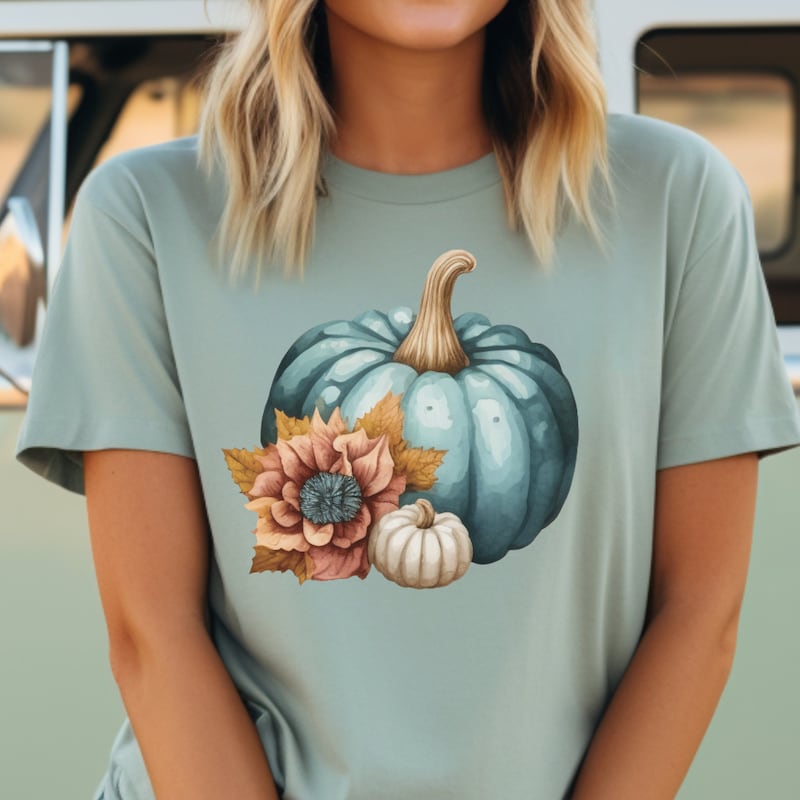 Pumpkin Round Neck Short Sleeve T-Shirt