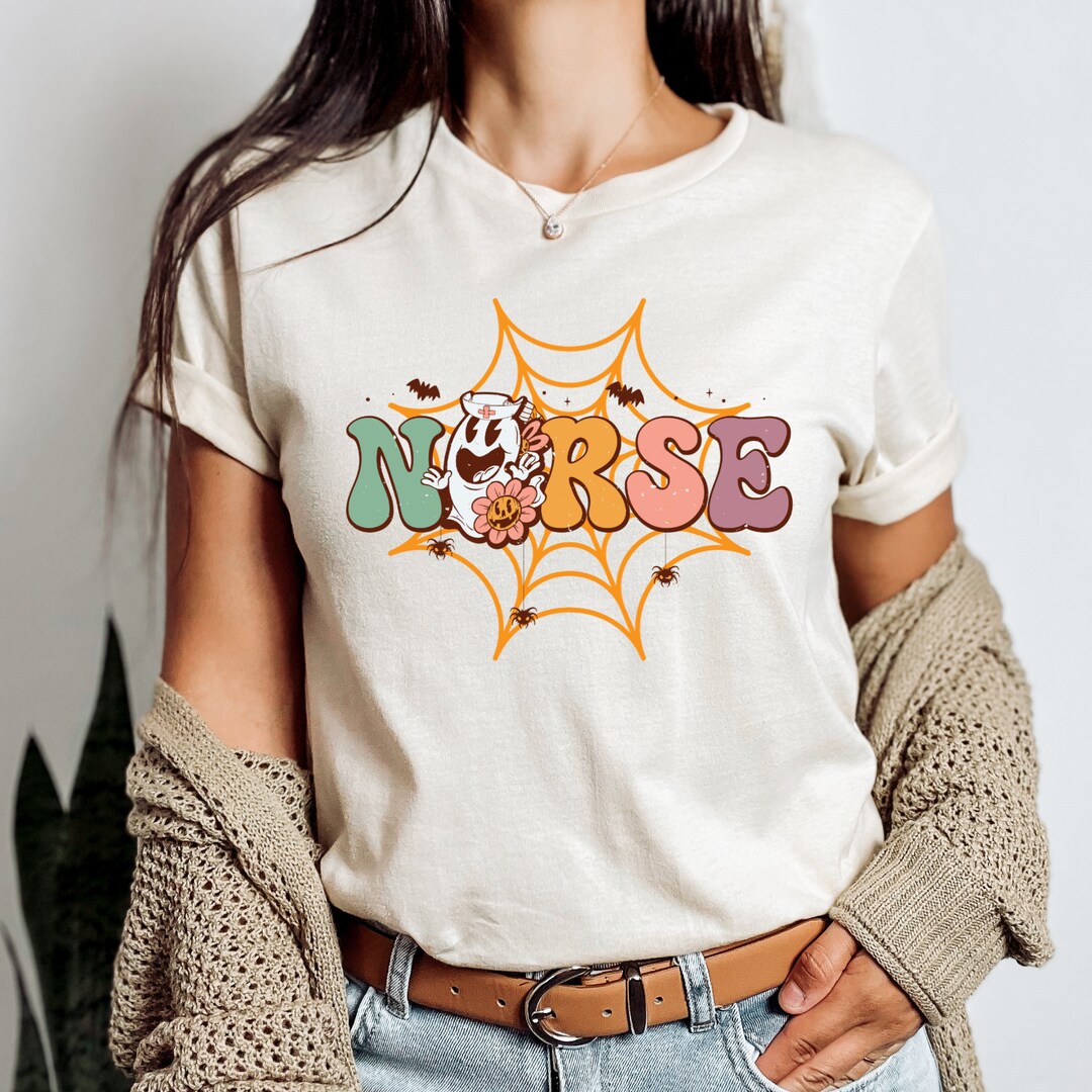 Funny Spooky Nurse Tee, Cute Halloween Tshirt for Nurses,, Ghost Nurse