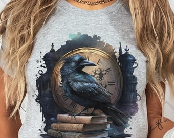 Gothic Raven T-Shirt: Edgar Allan Poe, Dark Academia Book Lover Gift