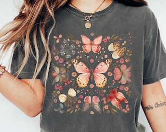 Boho Butterfly T-Shirt: Floral Cottagecore Graphic Tee