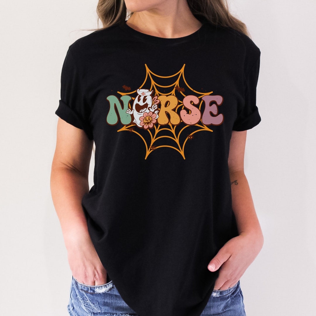 Retro Halloween Shirt for Nurses, Funny Spooky Nurse Tee, Cute
