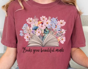 Floral Book T-Shirt, Reading Tee for Book Lovers, Comfort Colors