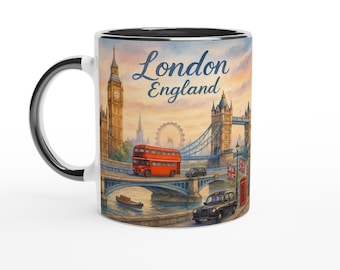 London England Tasse – Big Ben, Tower Bridge & Doppeldeckerbus