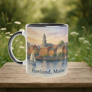 Portland Maine Mug, Coastal City Gift, Old Port Souvenir, Harbor Decor Cup, Historic Waterfront Art