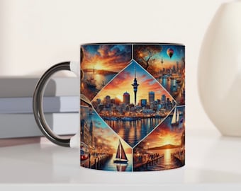 Auckland Cityscape Ceramic Mug: Sky Tower & Harbour Bridge