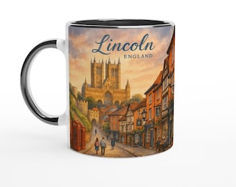 Lincoln England Mug – Cathedral, Castle & Steep Hill