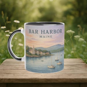 Bar Harbor Mug, Maine Coastal Gift, Acadia National Park Cup, Nautical Decor, New England Souvenir