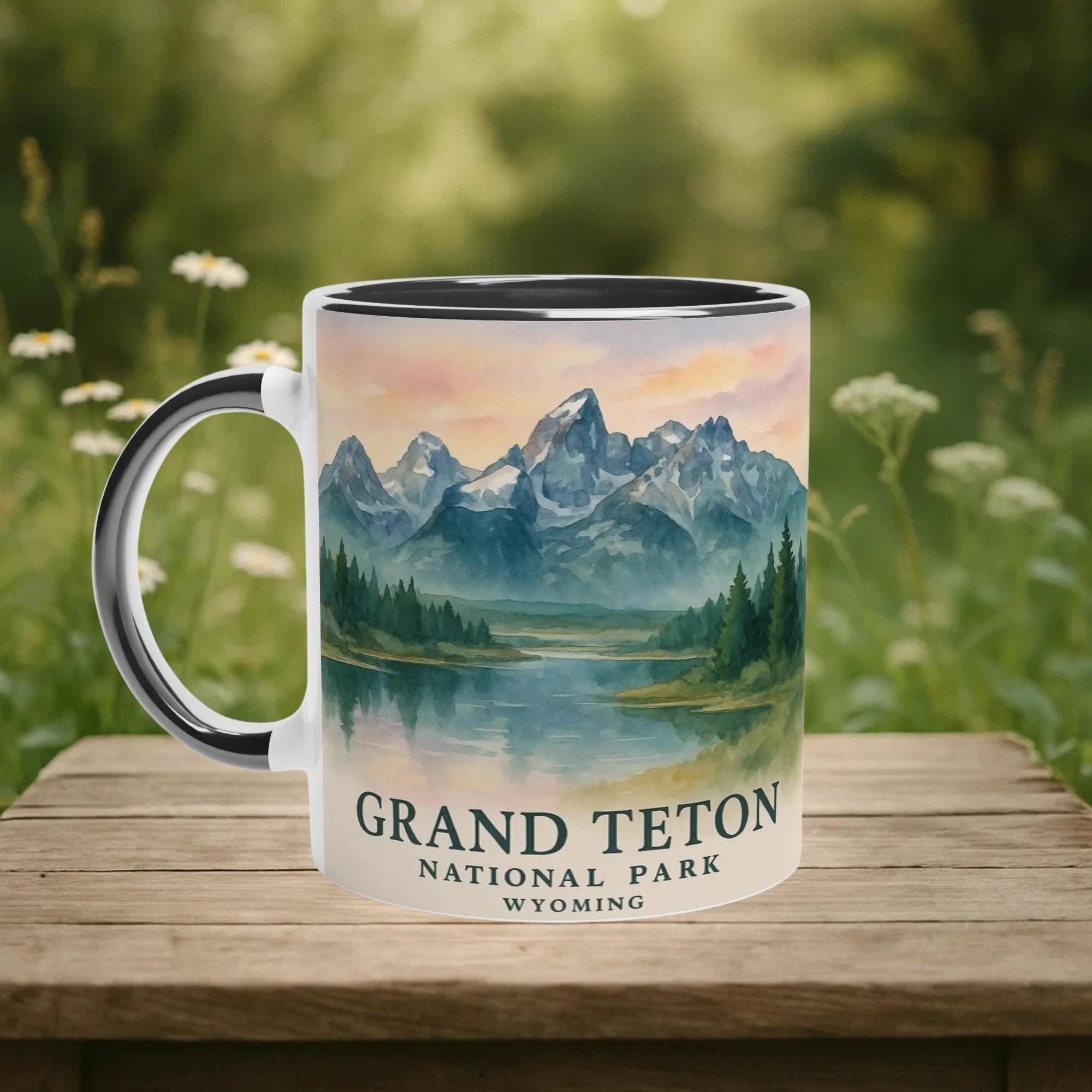 Grand Teton Mug, Wyoming Mountain Gift, National Park Watercolor Cup, Wilderness Coffee Mug, Teton Souvenir