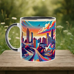 Atlanta Skyline Coffee Mug | Vibrant City Design | Iconic Landmarks | Perfect Atlanta Souvenir