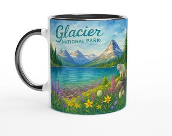 Glacier National Park Watercolor Mug: Montana Mountain Landscape
