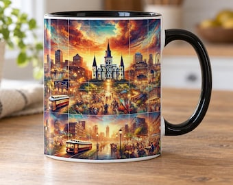 New Orleans stadsbild kaffemugg: Franska kvarteret, St. Louis-katedralen