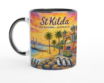 St Kilda Melbourne Mug – Pier, Luna Park & Beach