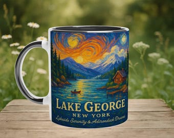 Lake George Mug: Van Gogh Adirondack Cabin Art