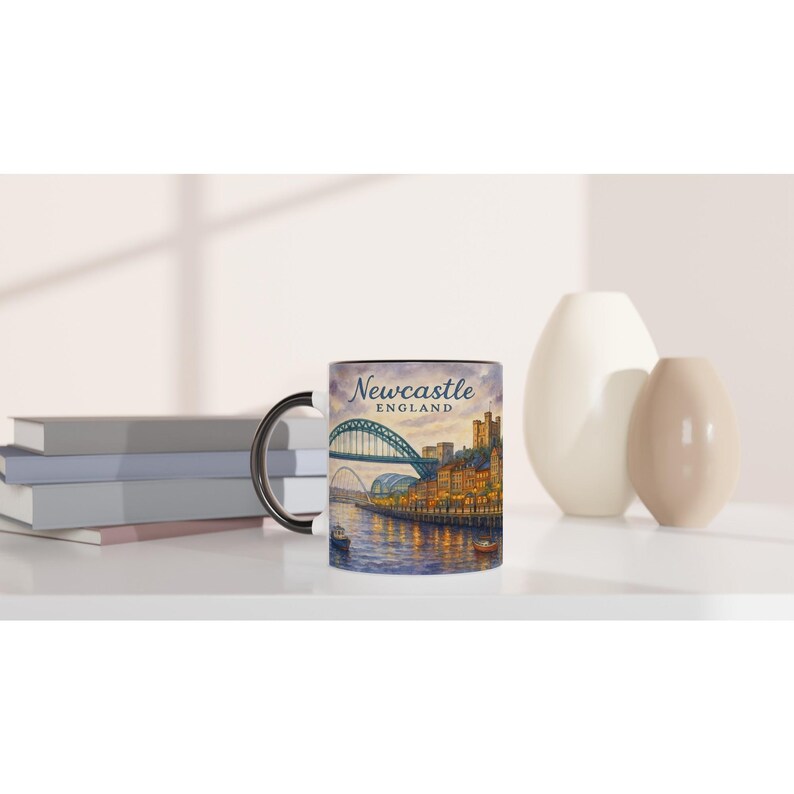 Newcastle England Mug – Tyne Bridge, Castle & Quayside image 4