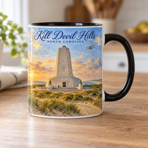 Kill Devil Hills North Carolina-mugg – Wright Brothers National Memorial, Outer Banks och kustlandmärke