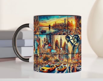 NYC Landmarks Coffee Mug: New York Cityscape Ceramic Mug