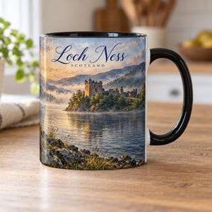 Loch Ness Scotland Watercolour Mug – Urquhart Castle, Highland Landscape (11 oz)