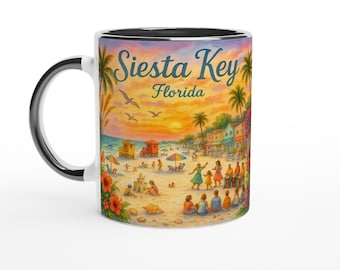 Siesta Key Watercolor Mug: Florida Gulf Coast Sunset Beach