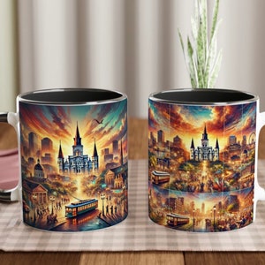 Taza de paisaje urbano de Nueva Orleans - Barrio Francés, Catedral de St. Louis, Jackson Square - Mejor regalo de Nueva Orleans - ¡ENVÍO GRATIS!