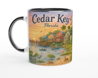 Cedar Key Watercolor Mug: Florida Gulf Coast Island Art