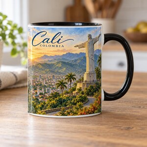 Kubek Cali Colombia – Cristo Rey, Farallones de Cali Skyline (akwarela)