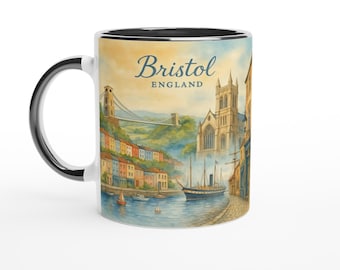Bristol England Mug – Suspension Bridge, Harbourside & Cathedral