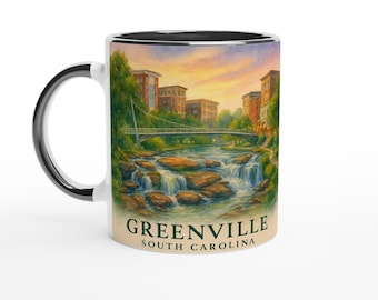 Greenville SC Mug: Liberty Bridge & Falls Park Souvenir