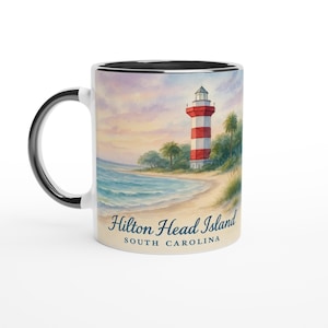 Tazza Hilton Head Island, regalo della Carolina del Sud, souvenir da spiaggia, decorazione costiera, faro di Harbor Town