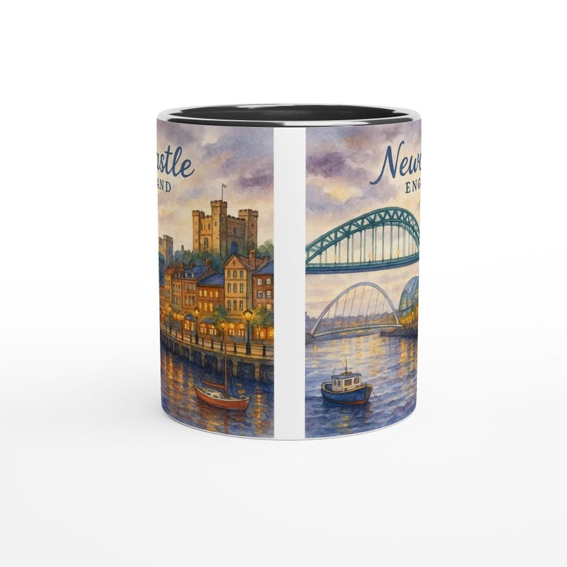 Newcastle England Mug – Tyne Bridge, Castle & Quayside image 5