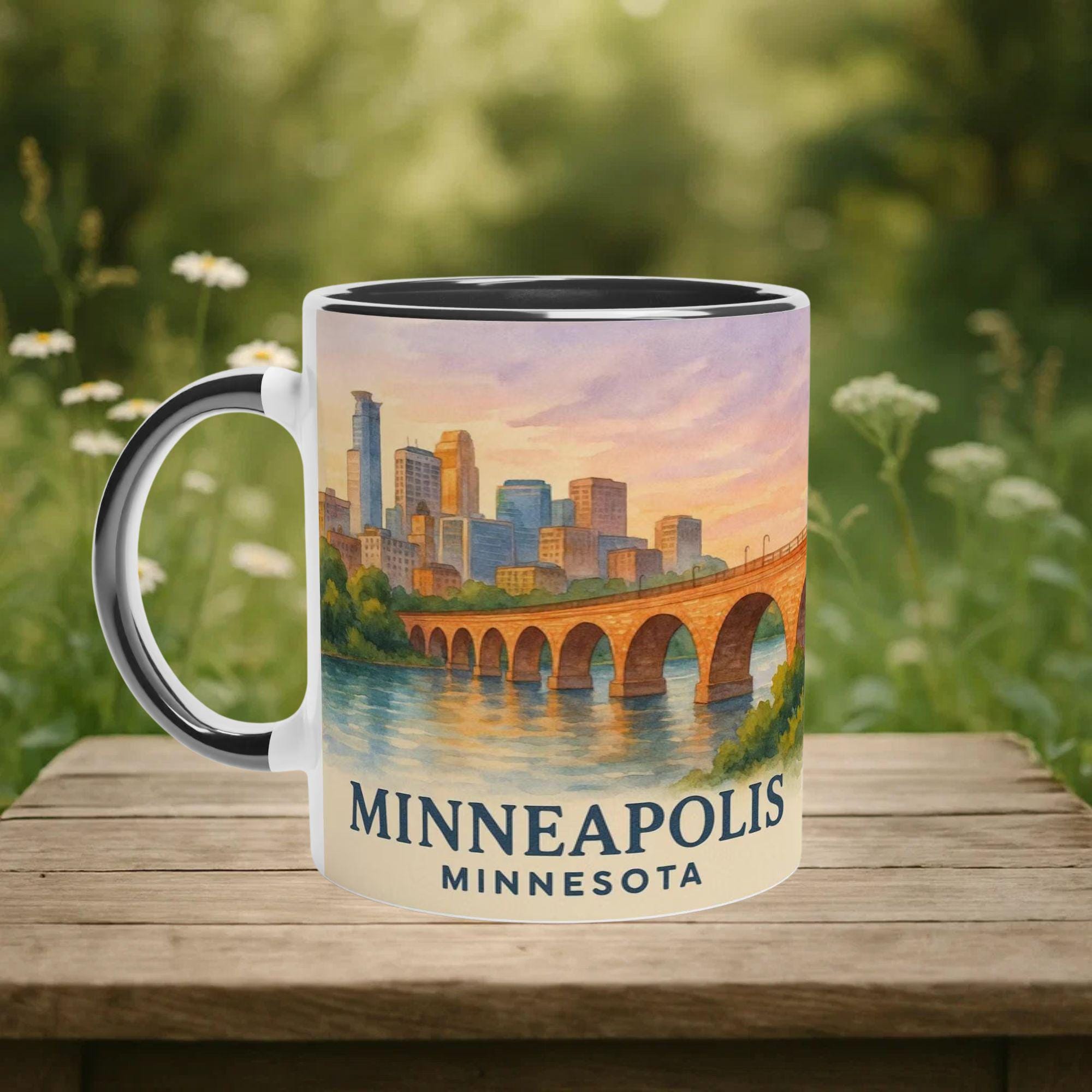 Tazza di Minneapolis: ponte Stone Arch, arte del fiume Mississippi - Regalo del Minnesota