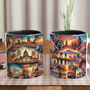 Portland Cityscape Mug - Portlandia, St. Johns Bridge, Mount Hood - Best Portland Gift - FREE SHIPPPING!
