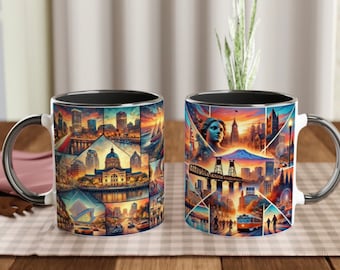 Portland Cityscape Coffee Mug: St. Johns Bridge & Mount Hood