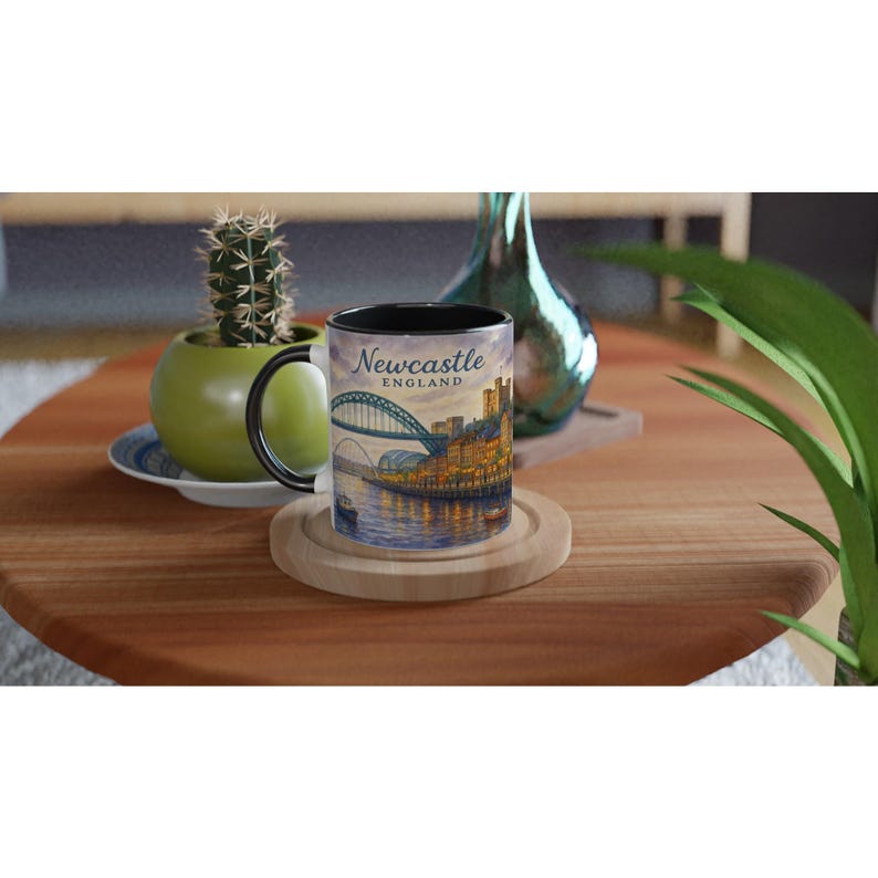 Newcastle England Mug – Tyne Bridge, Castle & Quayside image 2