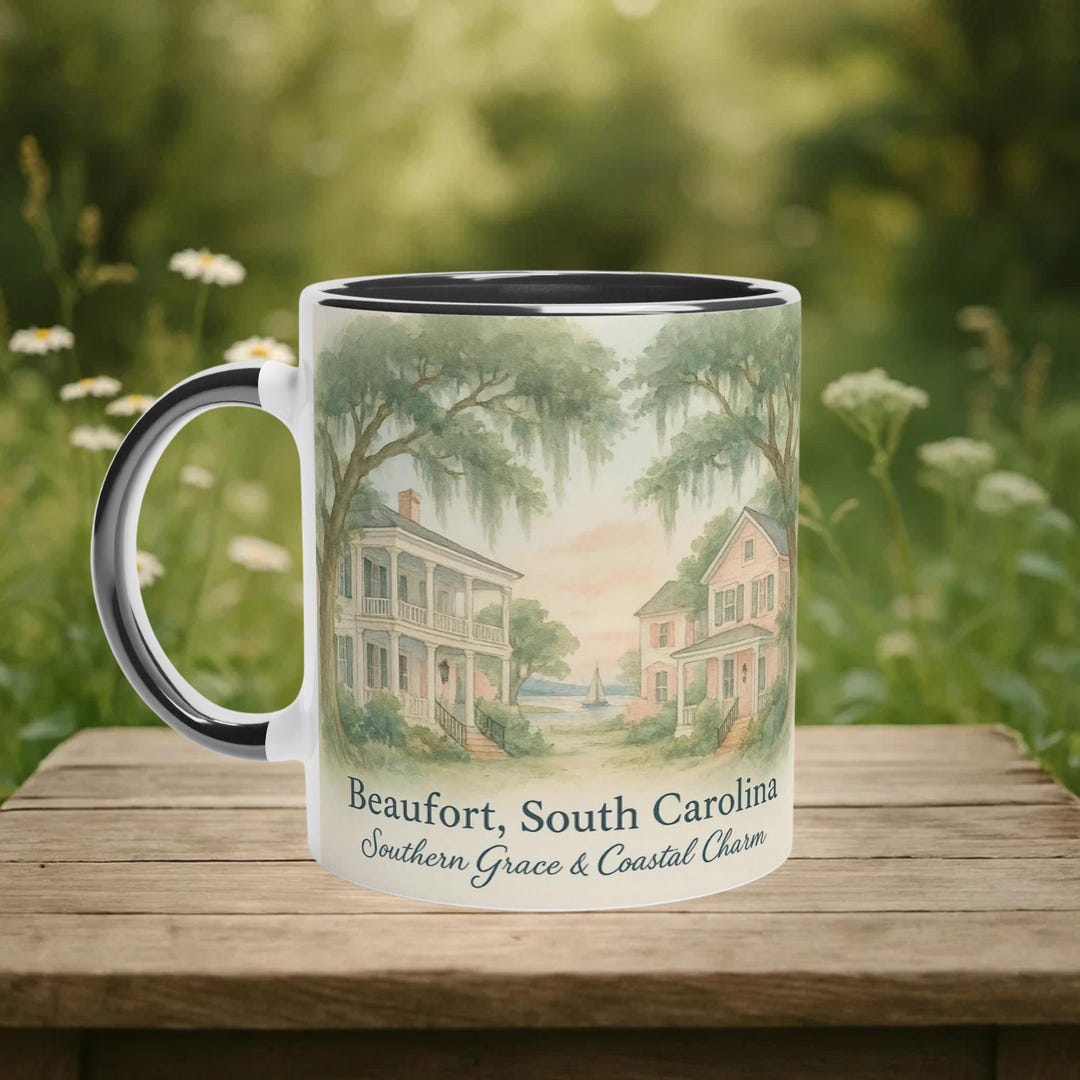 Beaufort SC Mug, Southern Watercolor Art, Coastal Decor - Etsy