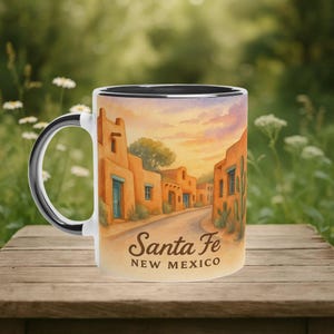 Santa Fe Mug: Southwest Adobe Art, Turquoise Decor
