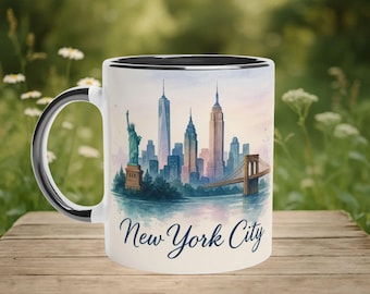 NYC Skyline Coffee Mug: Watercolor New York City Souvenir