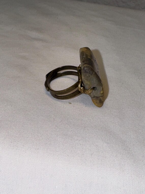 VINTAGE GEMSTONE ADJUSTABLE ring wire wrapped rin… - image 3