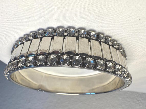 RHINESTONE BANGLE BRACELET silver rhinestone brac… - image 1