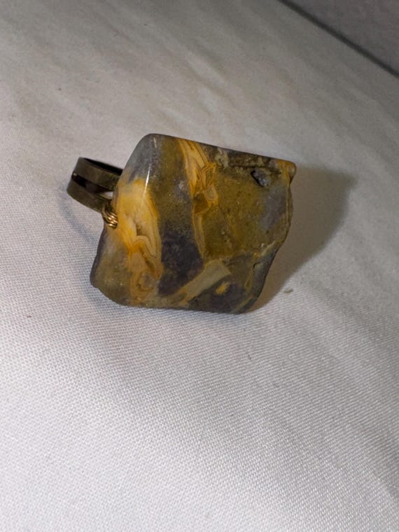 VINTAGE GEMSTONE ADJUSTABLE ring wire wrapped rin… - image 6